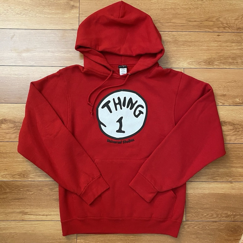 Universal Studios Dr Seuss Thing 1 Hoodie Sweatshirt Theme Park Red Size S